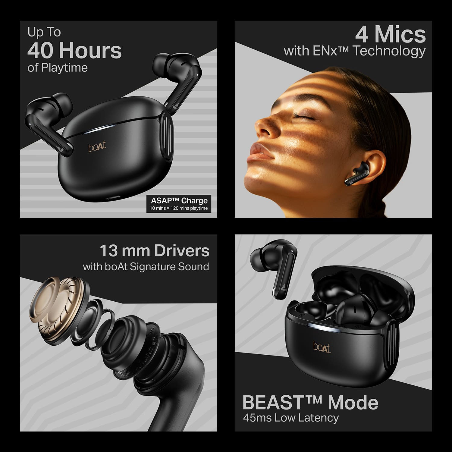 boAt Airdopes 219 | Wireless Earbuds with 40 Hours Playback, BEAST™ Mode & ENx™ Calling