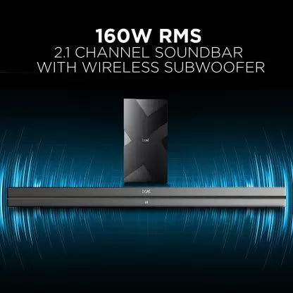 boAt Aavante Bar 2000 | 160W RMS Powerful Drivers with Sleek & Premium Design, 2.1 Channel Surround Sound, BT, Aux, USB